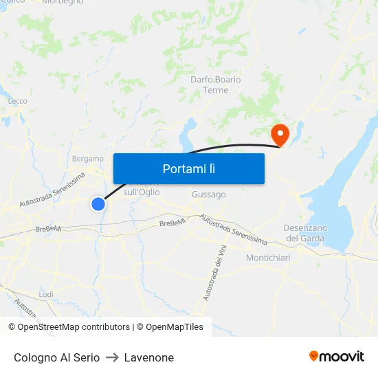Cologno Al Serio to Lavenone map