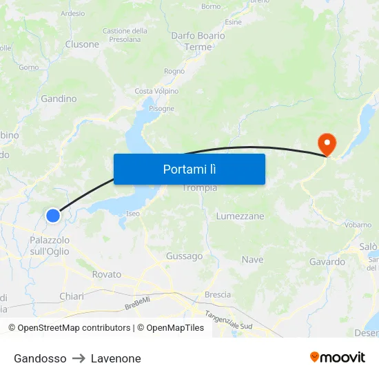 Gandosso to Lavenone map
