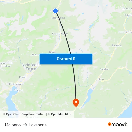 Malonno to Lavenone map