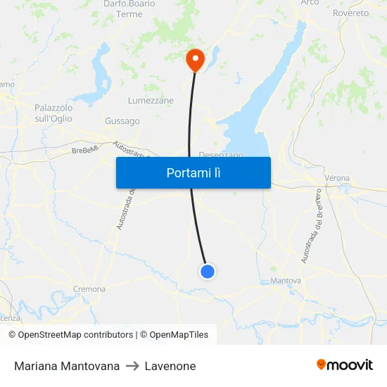 Mariana Mantovana to Lavenone map