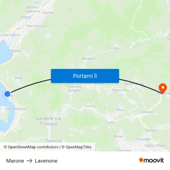 Marone to Lavenone map