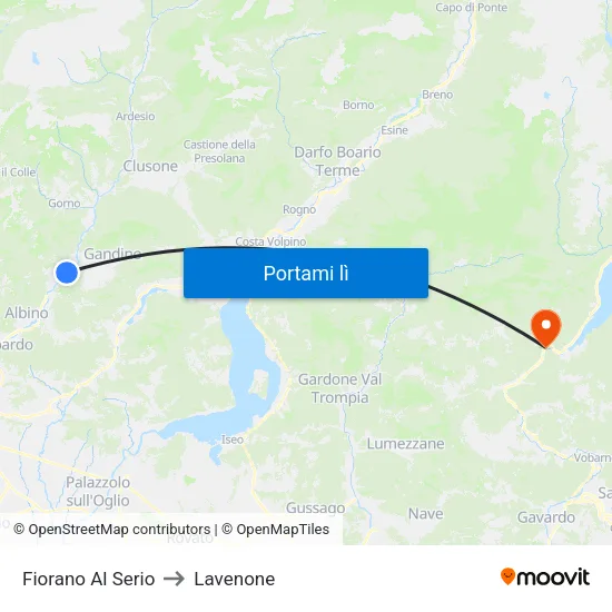 Fiorano Al Serio to Lavenone map