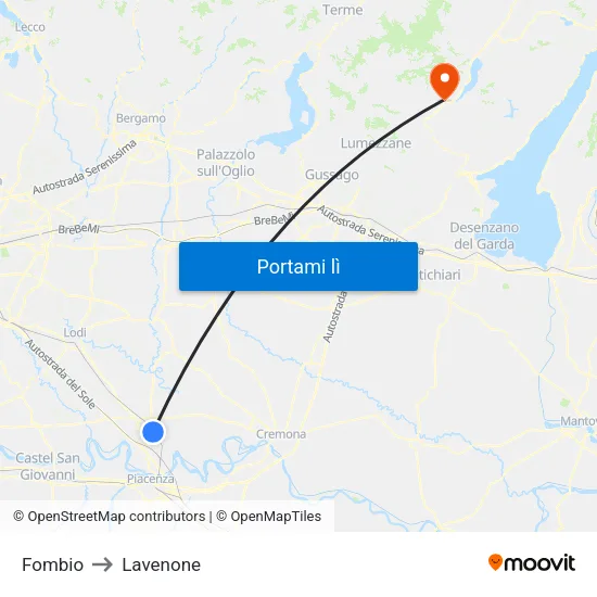 Fombio to Lavenone map