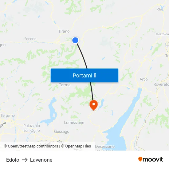 Edolo to Lavenone map