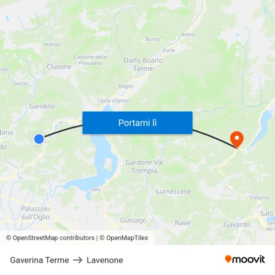 Gaverina Terme to Lavenone map