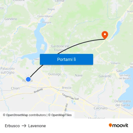 Erbusco to Lavenone map
