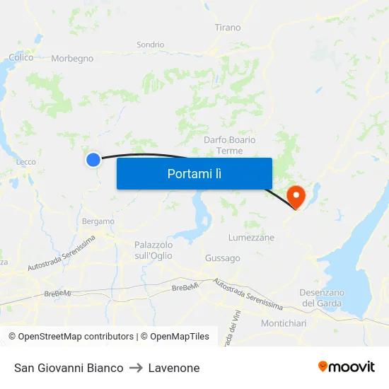 San Giovanni Bianco to Lavenone map