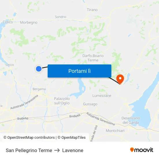 San Pellegrino Terme to Lavenone map