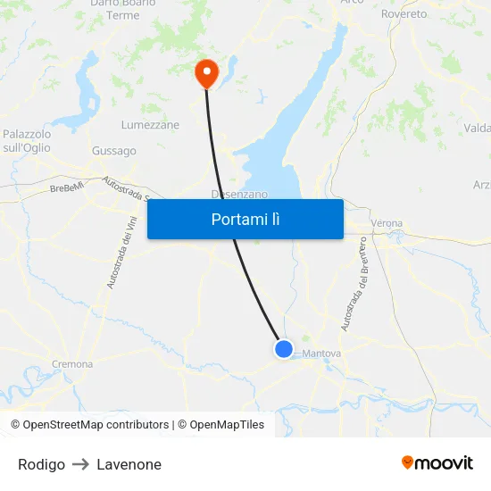 Rodigo to Lavenone map