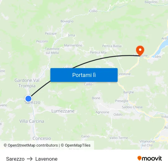 Sarezzo to Lavenone map