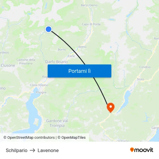 Schilpario to Lavenone map