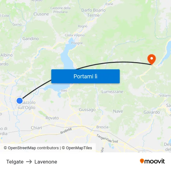 Telgate to Lavenone map