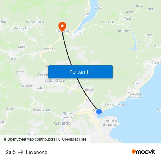 Salò to Lavenone map
