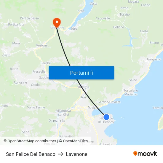 San Felice Del Benaco to Lavenone map