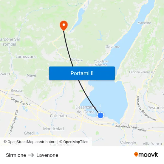 Sirmione to Lavenone map