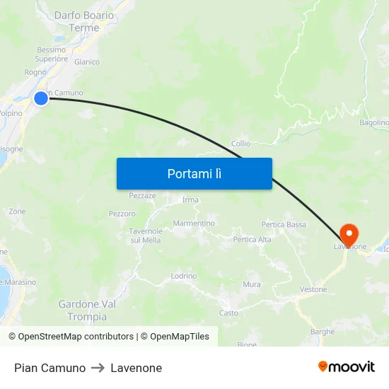 Pian Camuno to Lavenone map