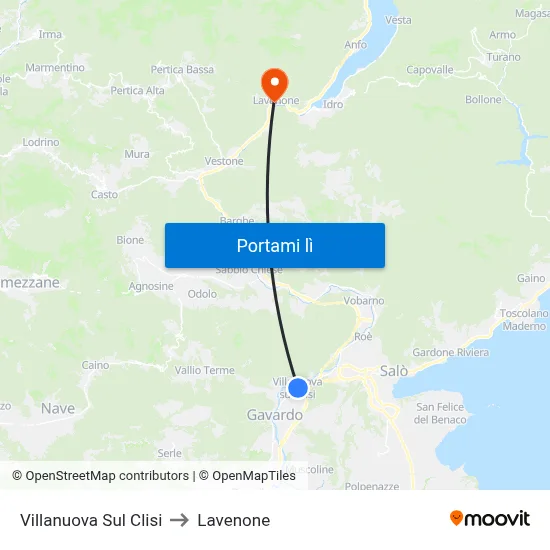 Villanuova Sul Clisi to Lavenone map
