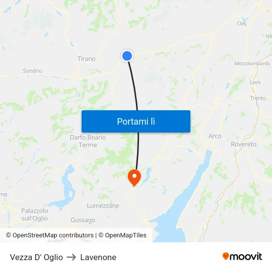 Vezza D' Oglio to Lavenone map