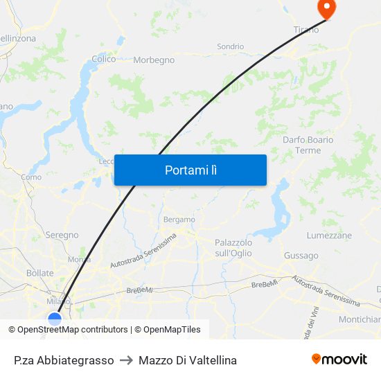 P.za Abbiategrasso to Mazzo Di Valtellina map