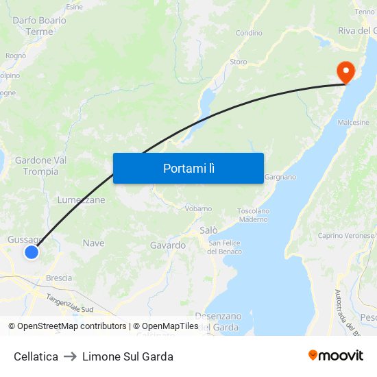 Cellatica to Limone Sul Garda map