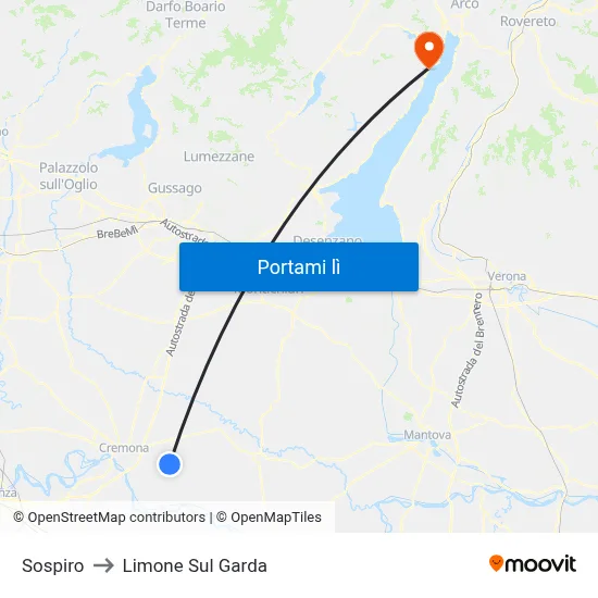 Sospiro to Limone Sul Garda map