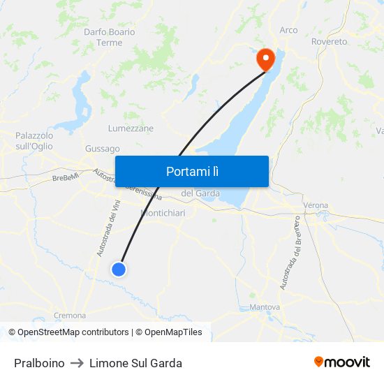 Pralboino to Limone Sul Garda map