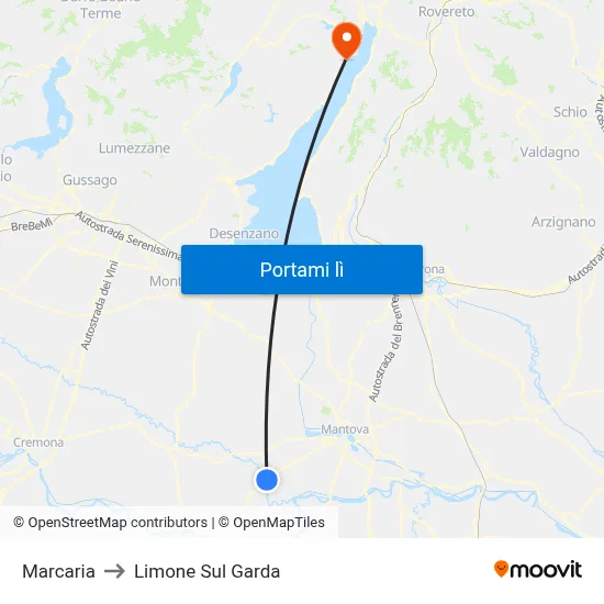 Marcaria to Limone Sul Garda map