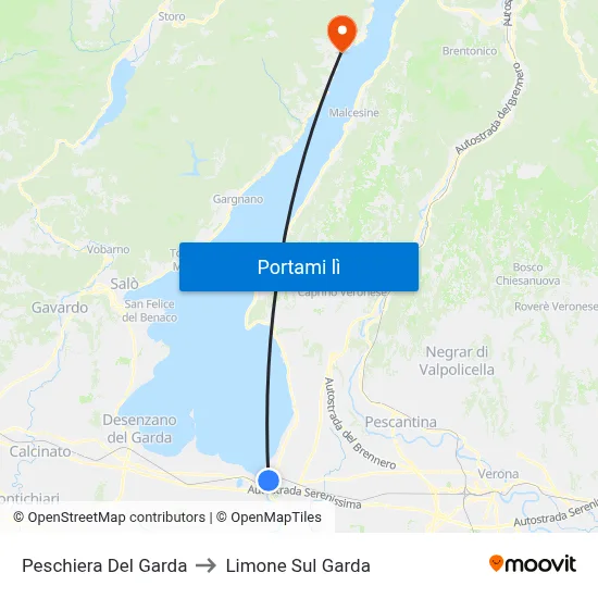 Peschiera Del Garda to Limone Sul Garda map
