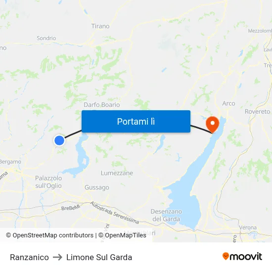 Ranzanico to Limone Sul Garda map