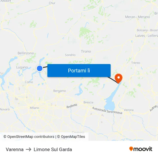 Varenna to Limone Sul Garda map