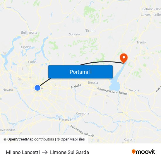 Milano Lancetti to Limone Sul Garda map