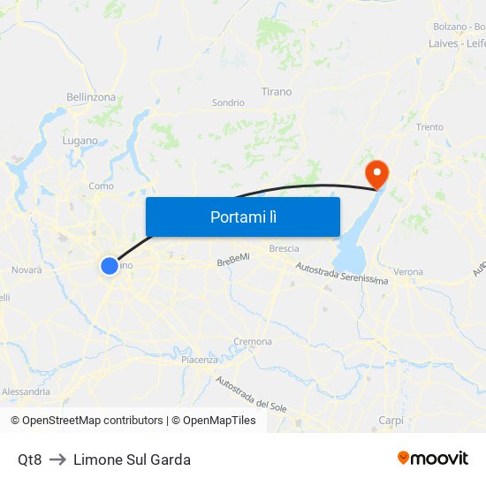 Qt8 to Limone Sul Garda map