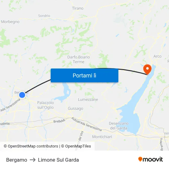 Bergamo to Limone Sul Garda map