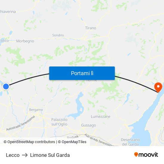 Lecco to Limone Sul Garda map