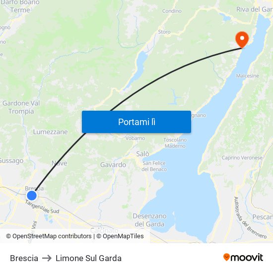 Brescia to Limone Sul Garda map