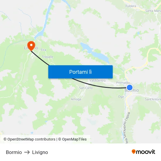 Bormio to Livigno map