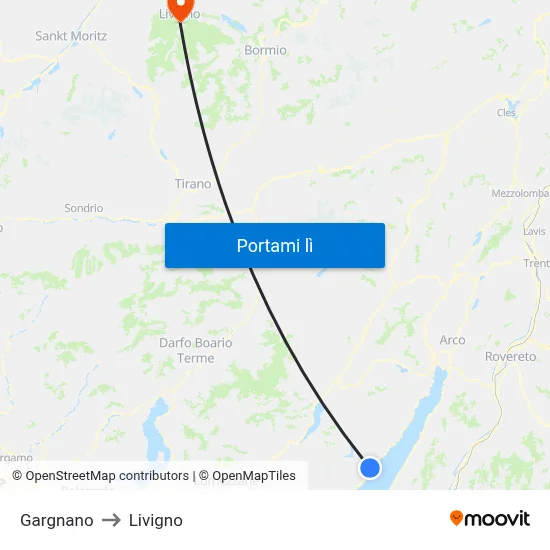 Gargnano to Livigno map