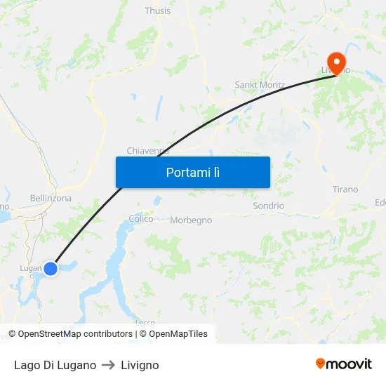 Lago Di Lugano to Livigno map