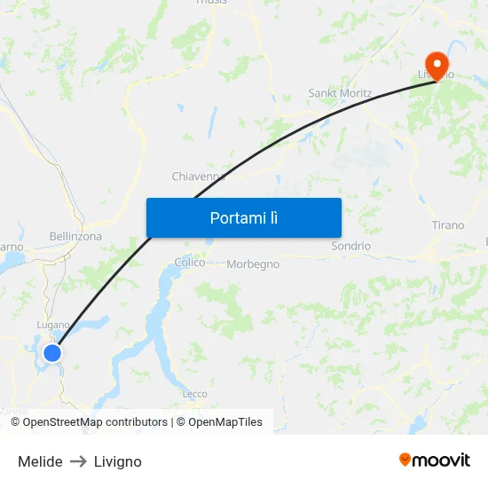 Melide to Livigno map