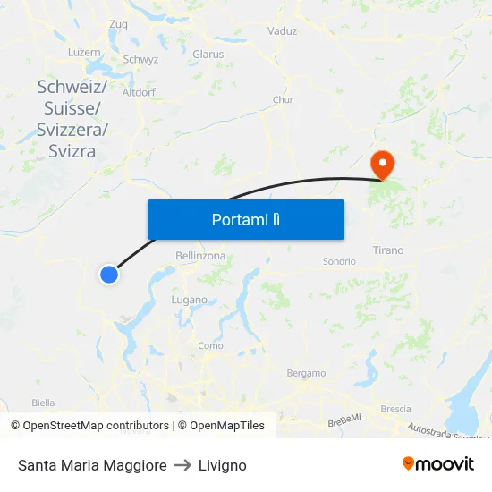 Santa Maria Maggiore to Livigno map