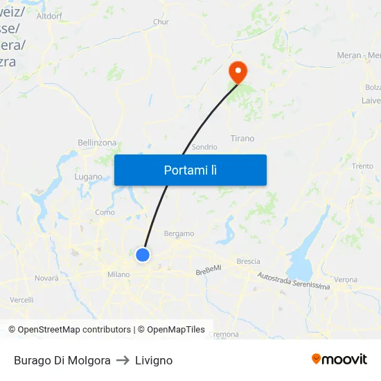 Burago Di Molgora to Livigno map