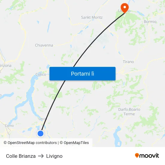 Colle Brianza to Livigno map