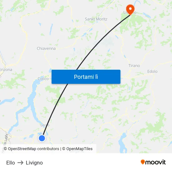 Ello to Livigno map