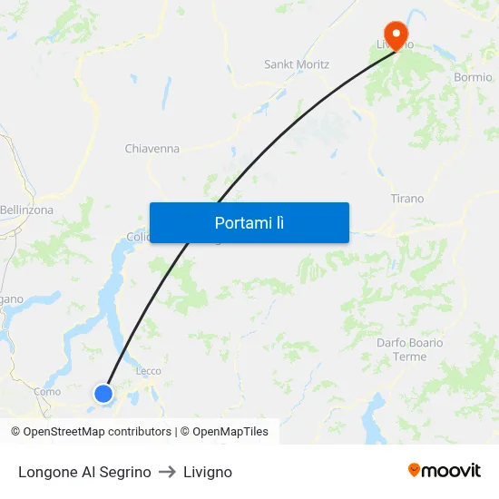 Longone Al Segrino to Livigno map