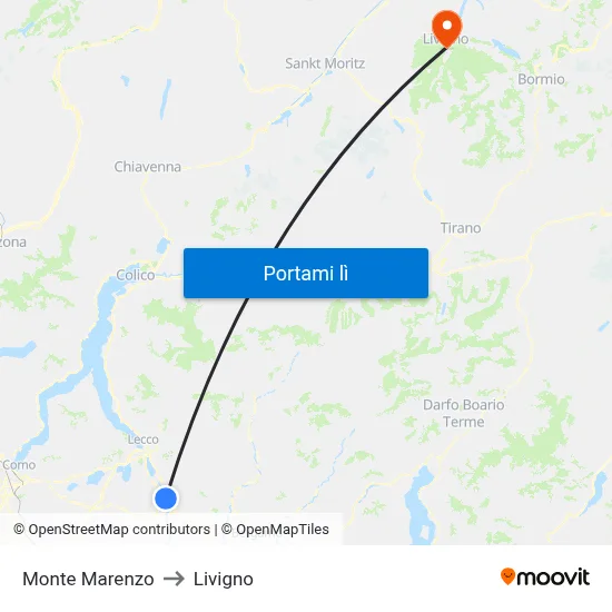 Monte Marenzo to Livigno map