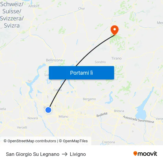 San Giorgio Su Legnano to Livigno map