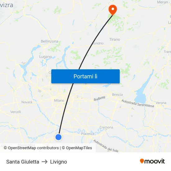 Santa Giuletta to Livigno map