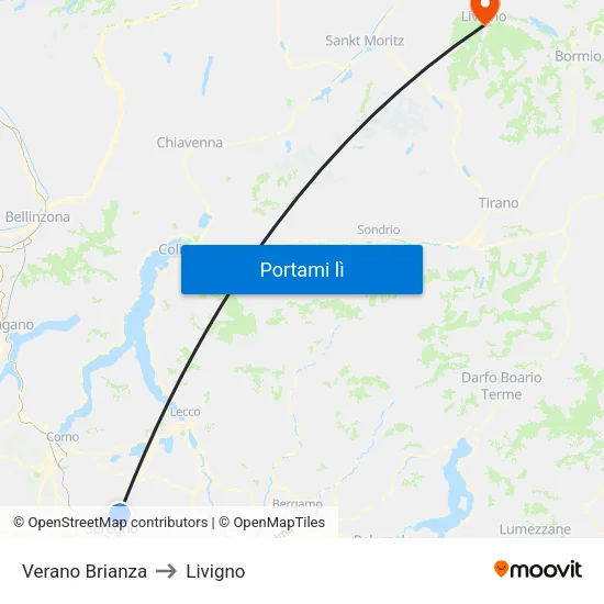 Verano Brianza to Livigno map