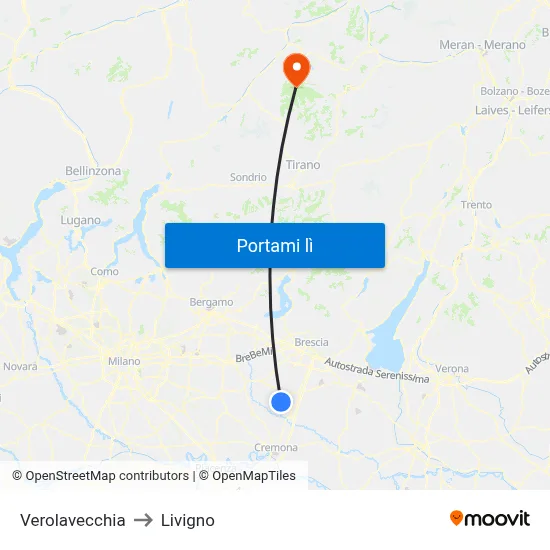 Verolavecchia to Livigno map