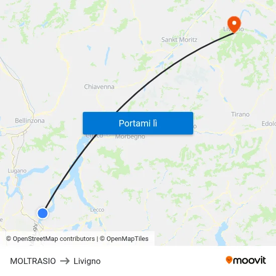 MOLTRASIO to Livigno map
